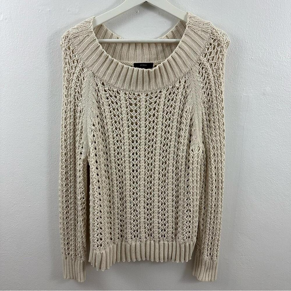J. Crew Crochet Pullover Cream Color Sweater Women's Size XS